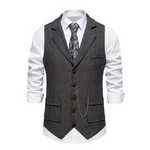 Men's Notch-Lapel Patch-Pocket Herringbone Vest