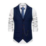 Men's Notch-Lapel Patch-Pocket Herringbone Vest