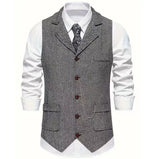 Men's Notch-Lapel Patch-Pocket Herringbone Vest