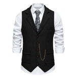 Men's Notch-Lapel Patch-Pocket Herringbone Vest