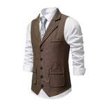 Men's Notch-Lapel Patch-Pocket Herringbone Vest