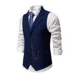 Men's Notch-Lapel Patch-Pocket Herringbone Vest