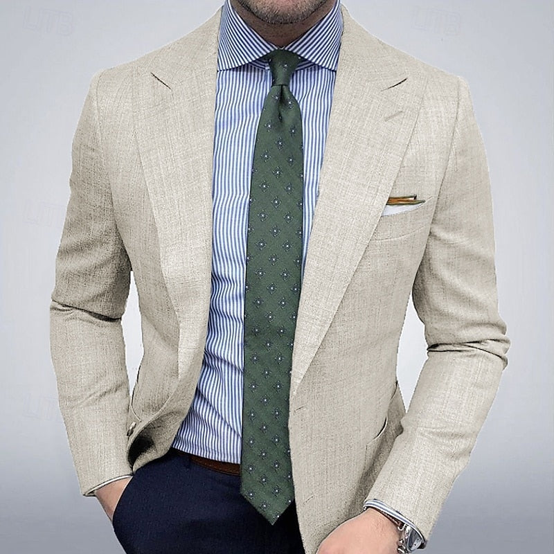 Men’s Notch Lapel Single Breasted Slim Fit Blazer Jacket