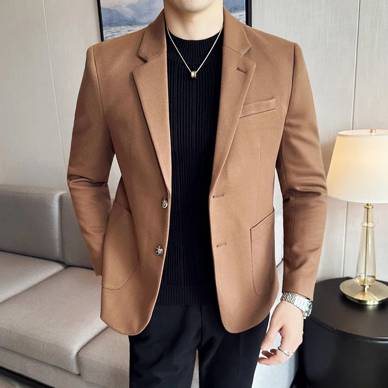 Men’s Notch Lapel Two Button Single Breasted Blazer Jacket