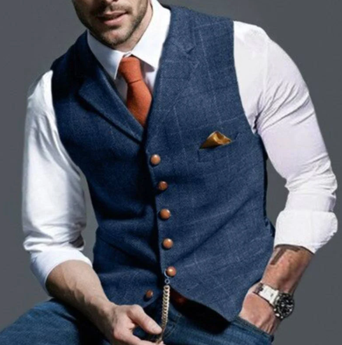 Men's Notch-Lapel Welt-Pocket Vest