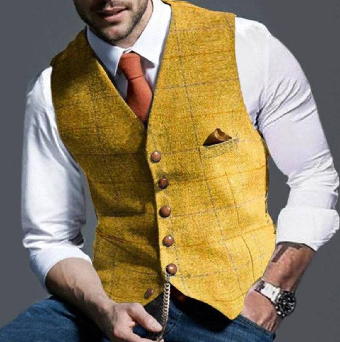 Men's Notch-Lapel Welt-Pocket Vest