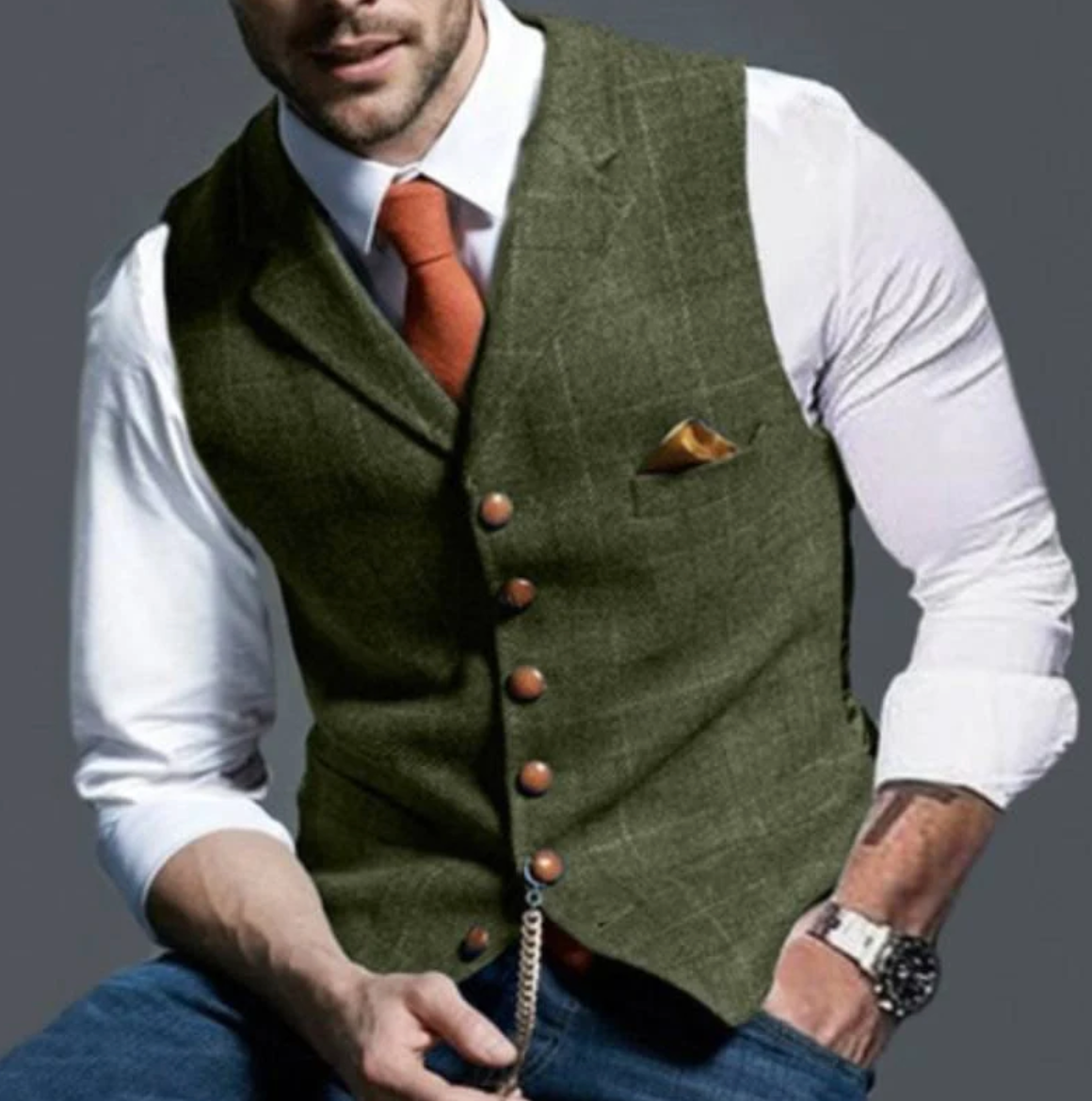 Men's Notch-Lapel Welt-Pocket Vest