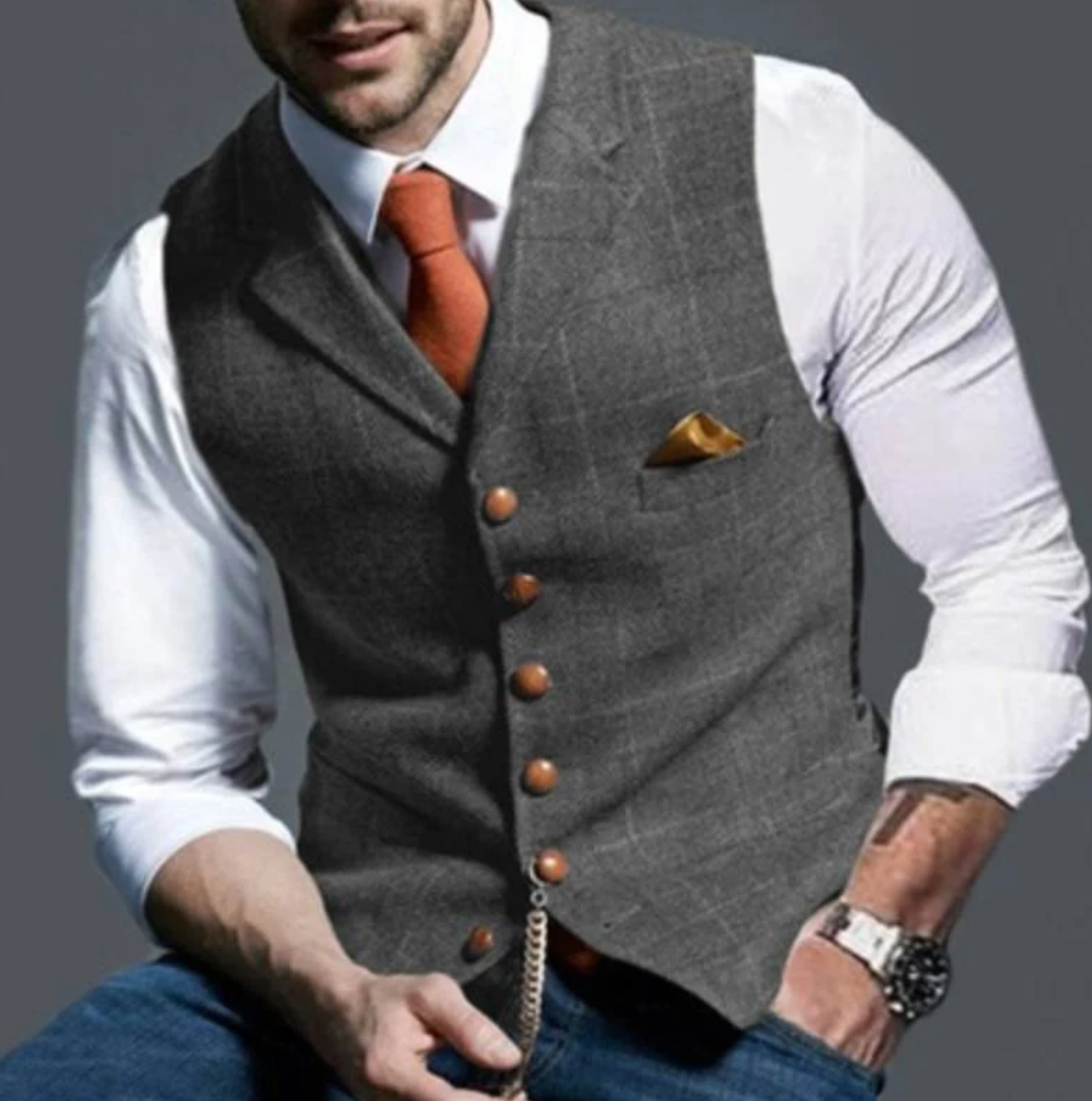 Men's Notch-Lapel Welt-Pocket Vest