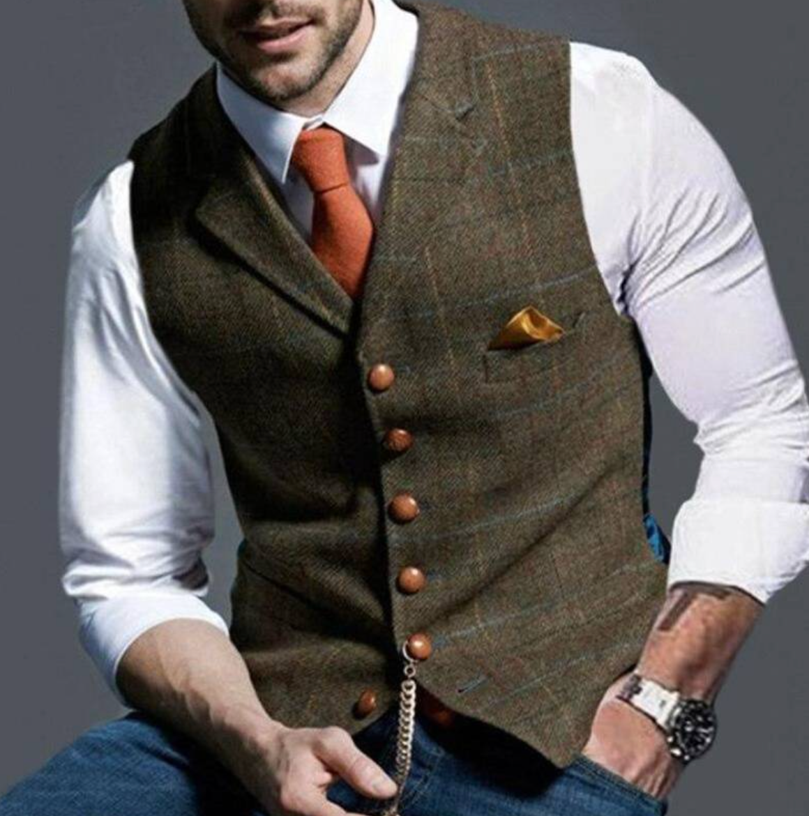 Men's Notch-Lapel Welt-Pocket Vest