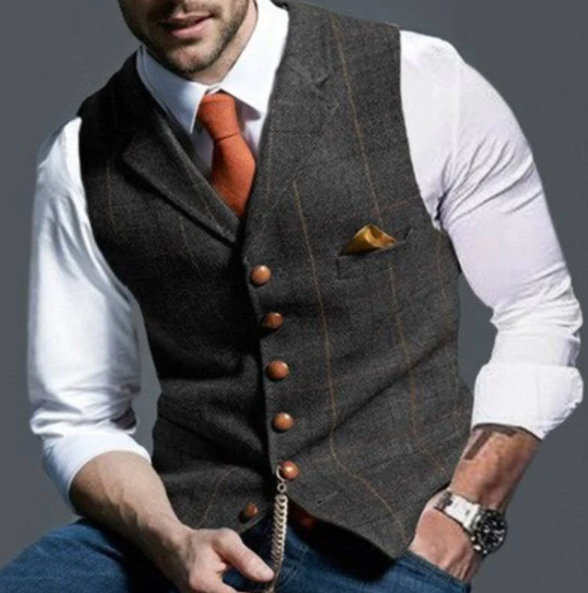 Men's Notch-Lapel Welt-Pocket Vest