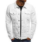 Men's Pointed-Collar Button-Front Flap-Pocket Denim Jacket