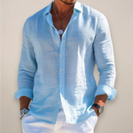 Men's Pointed-Collar Long-Sleeve Button-Up Shirt