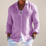 Men's Pointed-Collar Long-Sleeve Button-Up Shirt