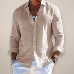 Men's Pointed-Collar Long-Sleeve Button-Up Shirt