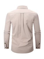 Men's Pointed Collar Long Sleeve Buttoned Pocket Shirt
