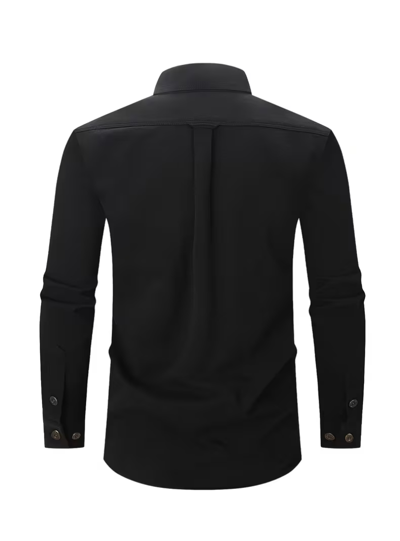 Men's Pointed Collar Long Sleeve Buttoned Pocket Shirt