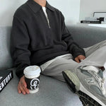Men's Quarter Zip Long Sleeve Polo Sweater