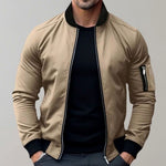Men's Ribbed-Collar Zip-Up Bomber Jacket