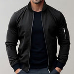 Men's Ribbed-Collar Zip-Up Bomber Jacket