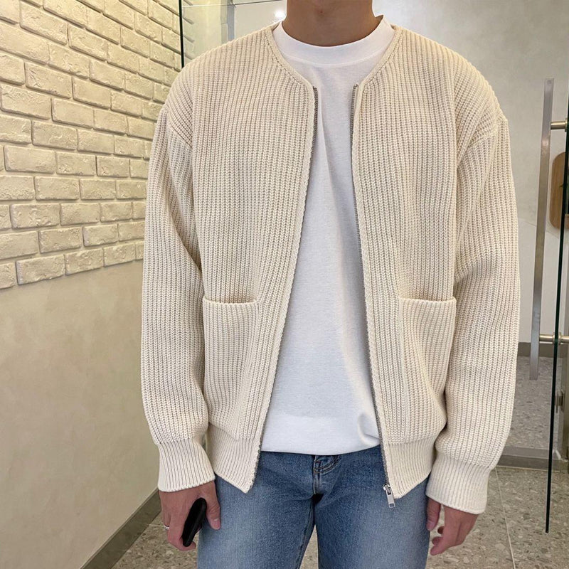 Men’s Ribbed Full Zip Knit Cardigan