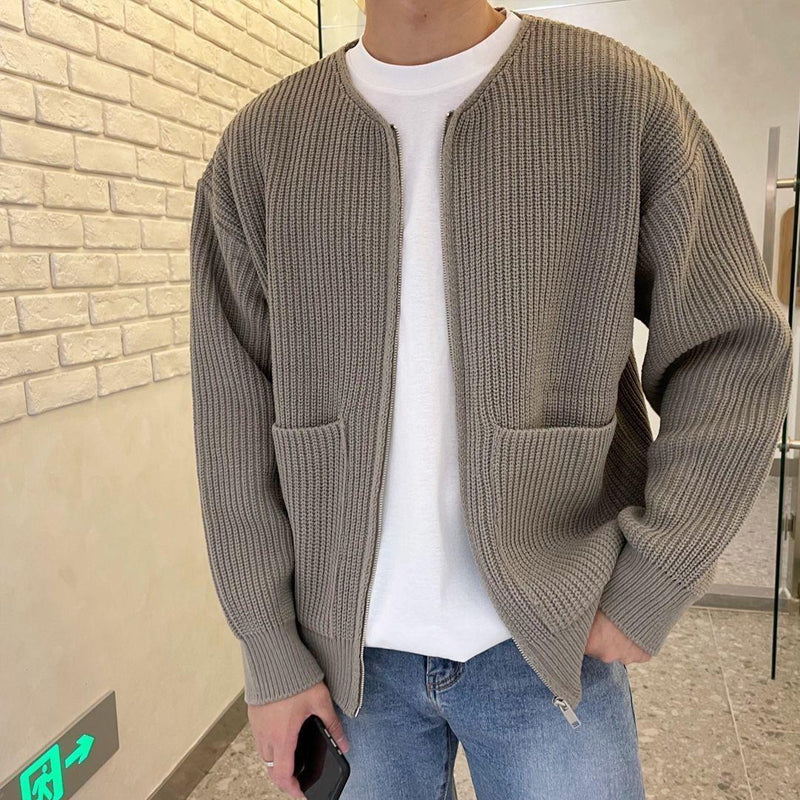 Men’s Ribbed Full Zip Knit Cardigan