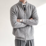 Men’s Ribbed Full Zip Stand Collar Knit Cardigan