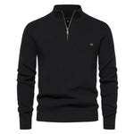 Men’s Ribbed Quarter Zip Stand Collar Long Sleeve Knit Sweater