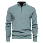 Men’s Ribbed Quarter Zip Stand Collar Long Sleeve Knit Sweater