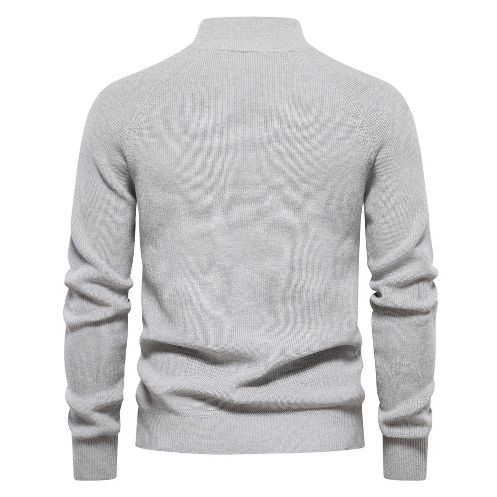 Men’s Ribbed Quarter Zip Stand Collar Long Sleeve Knit Sweater