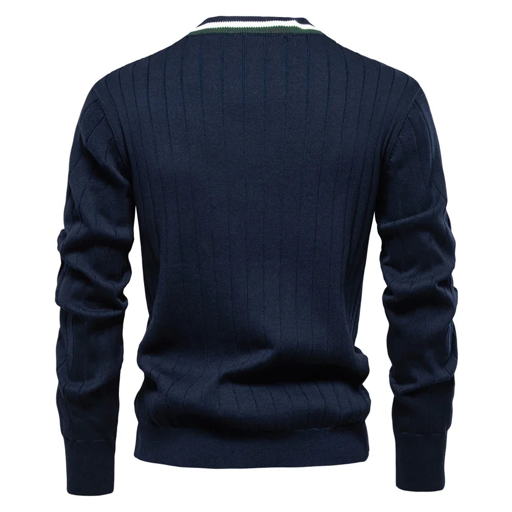 Men’s Ribbed V-Neck Button Front Knit Cardigan
