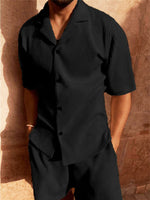 Men’s Short Sleeve Button Front Shirt and Shorts 2 Piece Set
