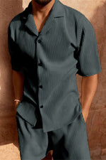 Men’s Short Sleeve Button Front Shirt and Shorts 2 Piece Set
