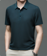 Men’s Short Sleeve Button Textured Knit Polo Shirt