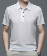 Men’s Short Sleeve Button Textured Knit Polo Shirt