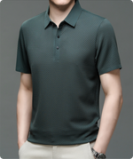 Men’s Short Sleeve Button Textured Knit Polo Shirt