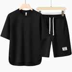 Men’s Short Sleeve Crew Neck T Shirt and Drawstring Shorts 2 Piece Set