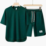 Men’s Short Sleeve Crew Neck T Shirt and Drawstring Shorts 2 Piece Set