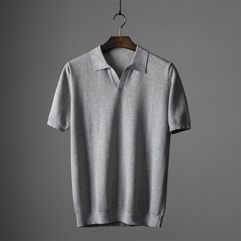 Men’s Short Sleeve Textured Knit Polo Shirt