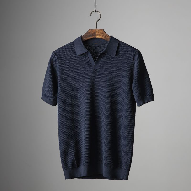 Men’s Short Sleeve Textured Knit Polo Shirt