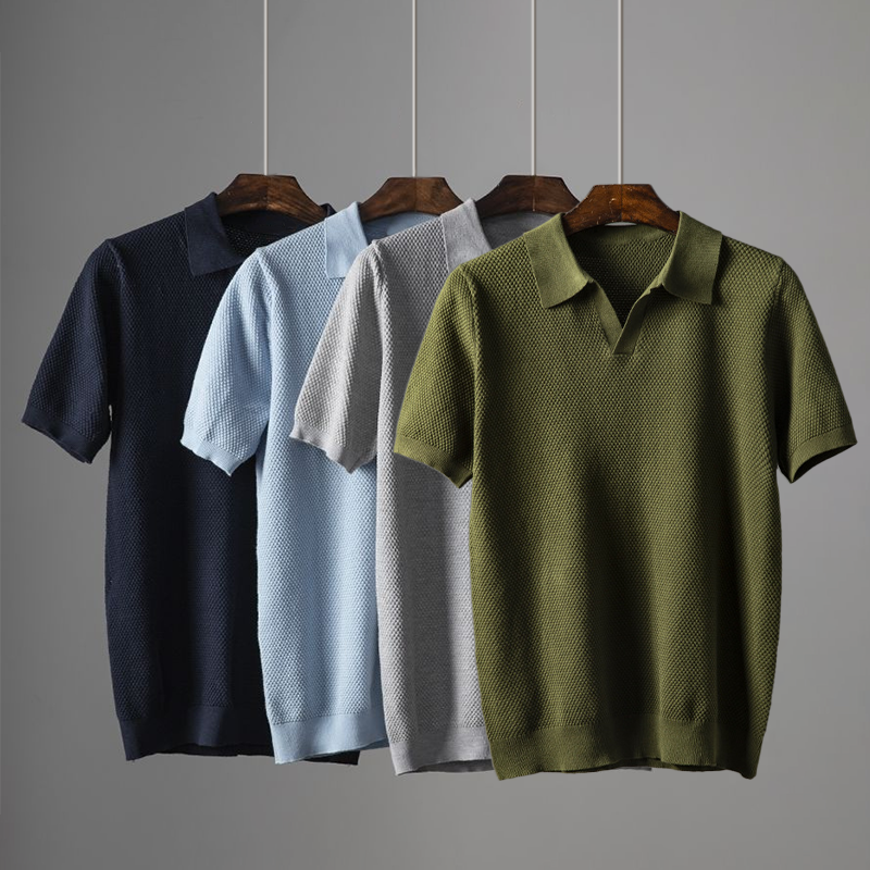 Men’s Short Sleeve Textured Knit Polo Shirt