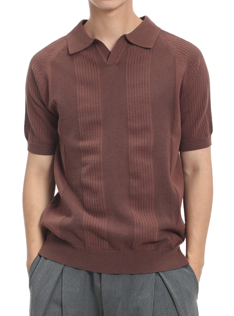 Men's Short Sleeve Vertical Pattern Polo Shirt