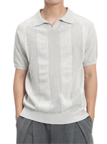 Men's Short Sleeve Vertical Pattern Polo Shirt