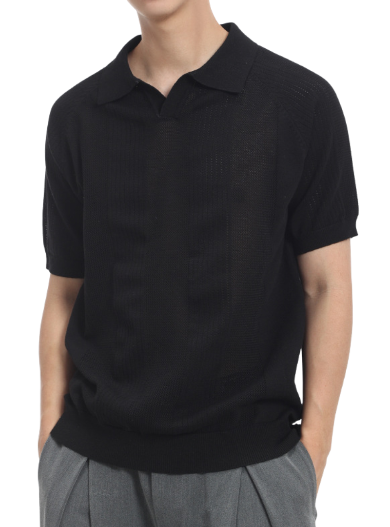 Men's Short Sleeve Vertical Pattern Polo Shirt