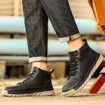 Men’s Side Zip Lace-Up High-Top Ankle Boots