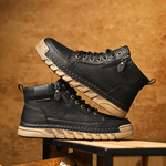 Men’s Side Zip Lace-Up High-Top Ankle Boots