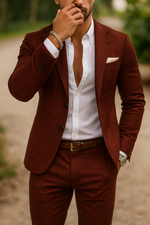 Men's Single Breasted Patch-Pocket 2-Piece Suit Set