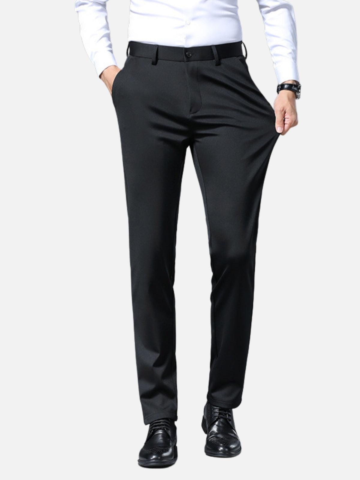 Men’s Slim Fit Button Closure Belt Loop Tailored Pants