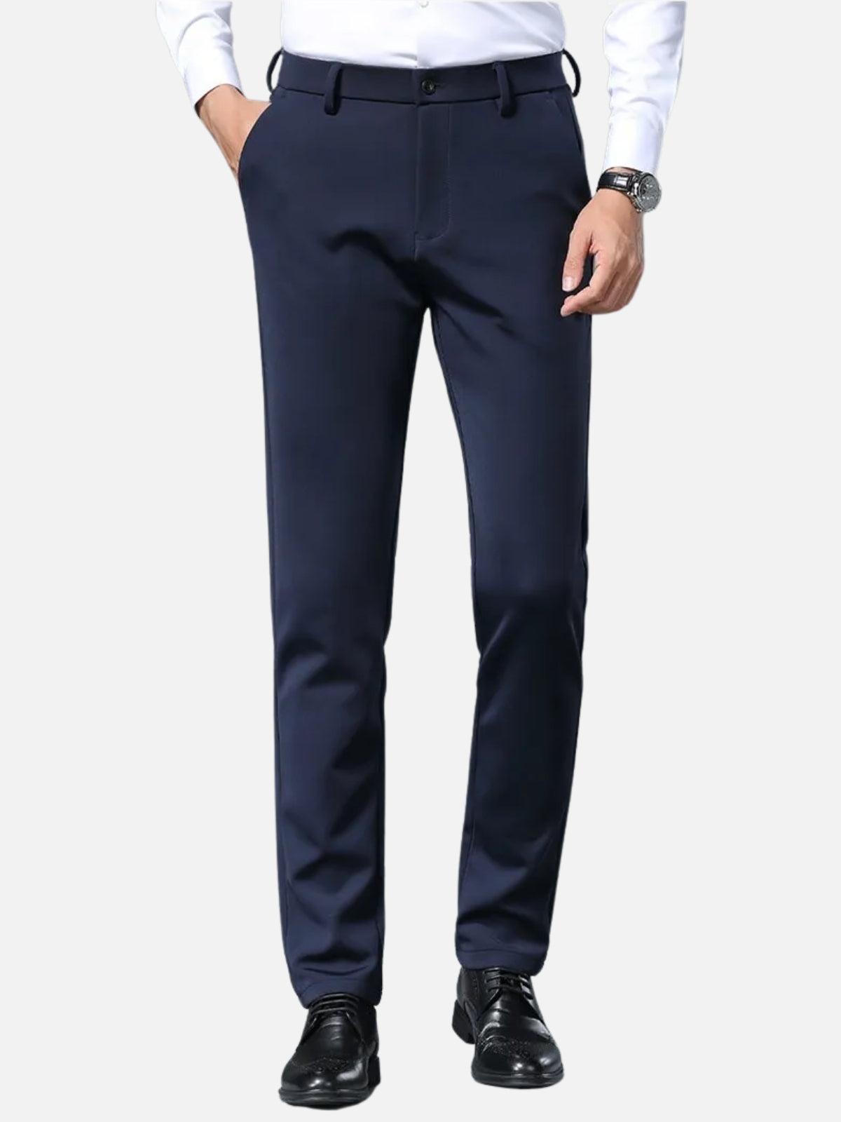 Men’s Slim Fit Button Closure Belt Loop Tailored Pants