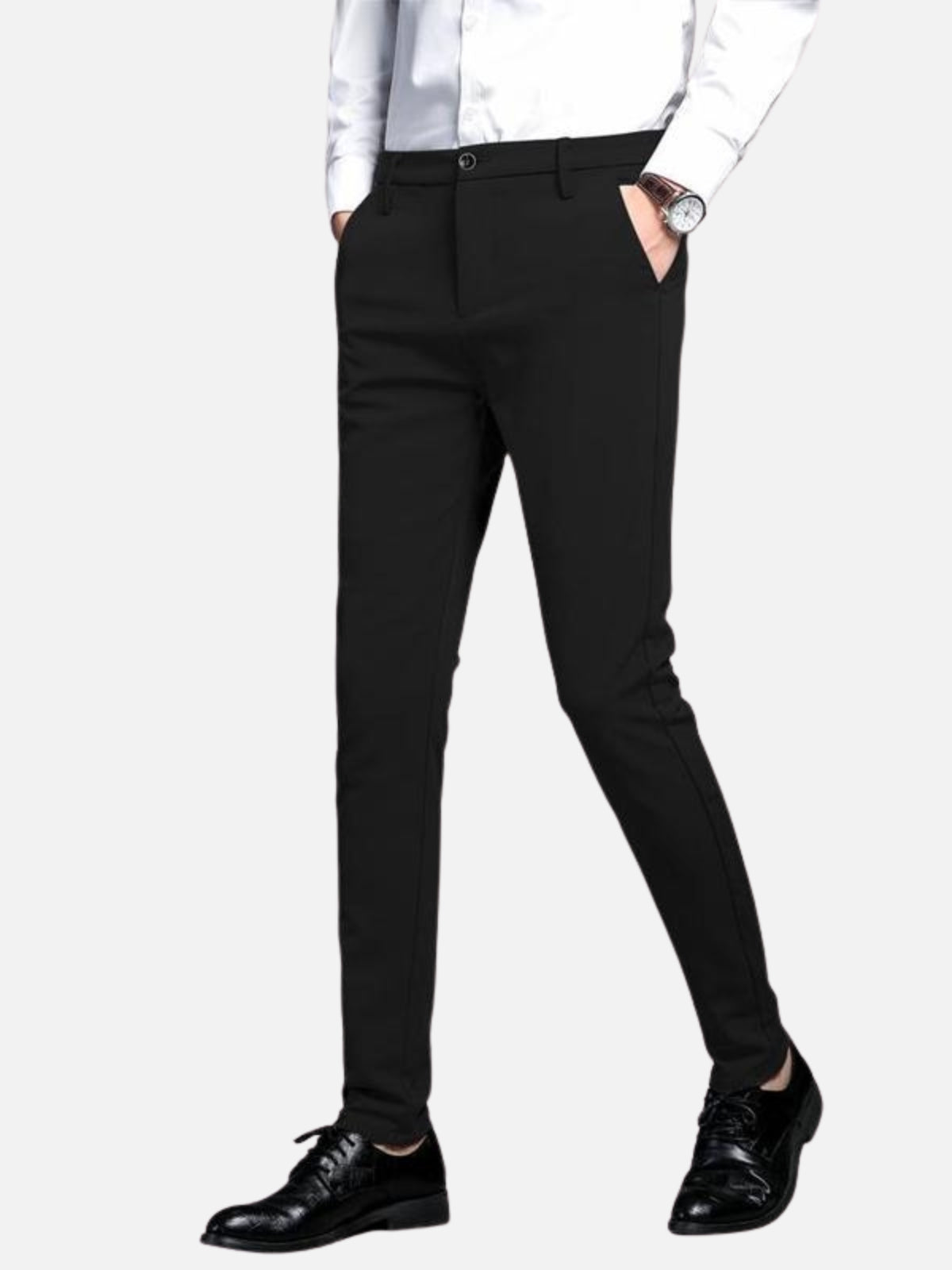 Men’s Slim Fit Button Closure Belt Loop Tailored Pants
