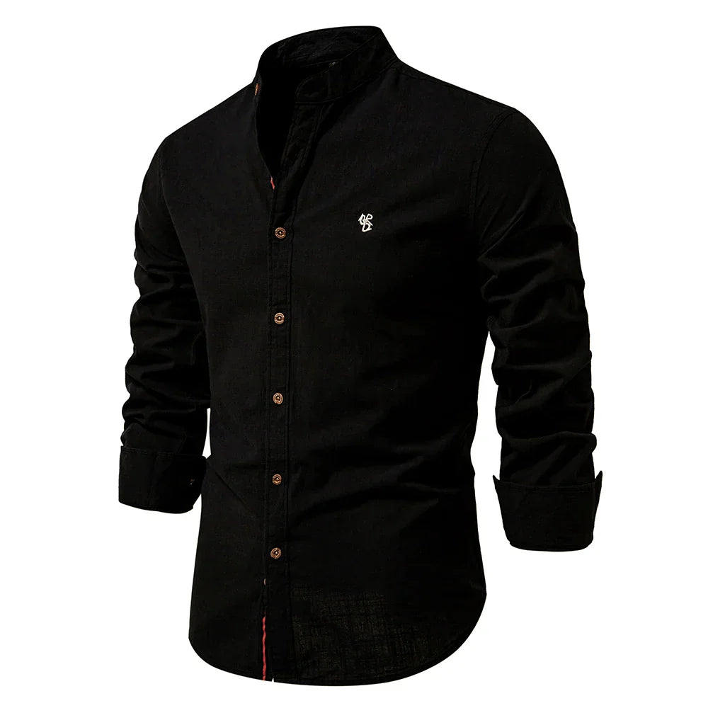 Men’s Slim Fit Mandarin Collar Button Shirt